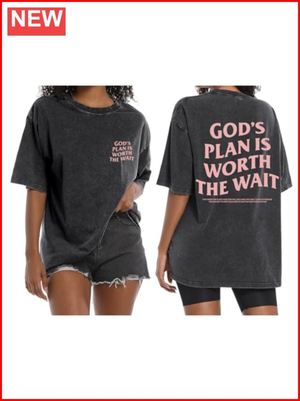 Christian Graphic Tee Oversized Acid Wash T-Shirt God Faith Shirt